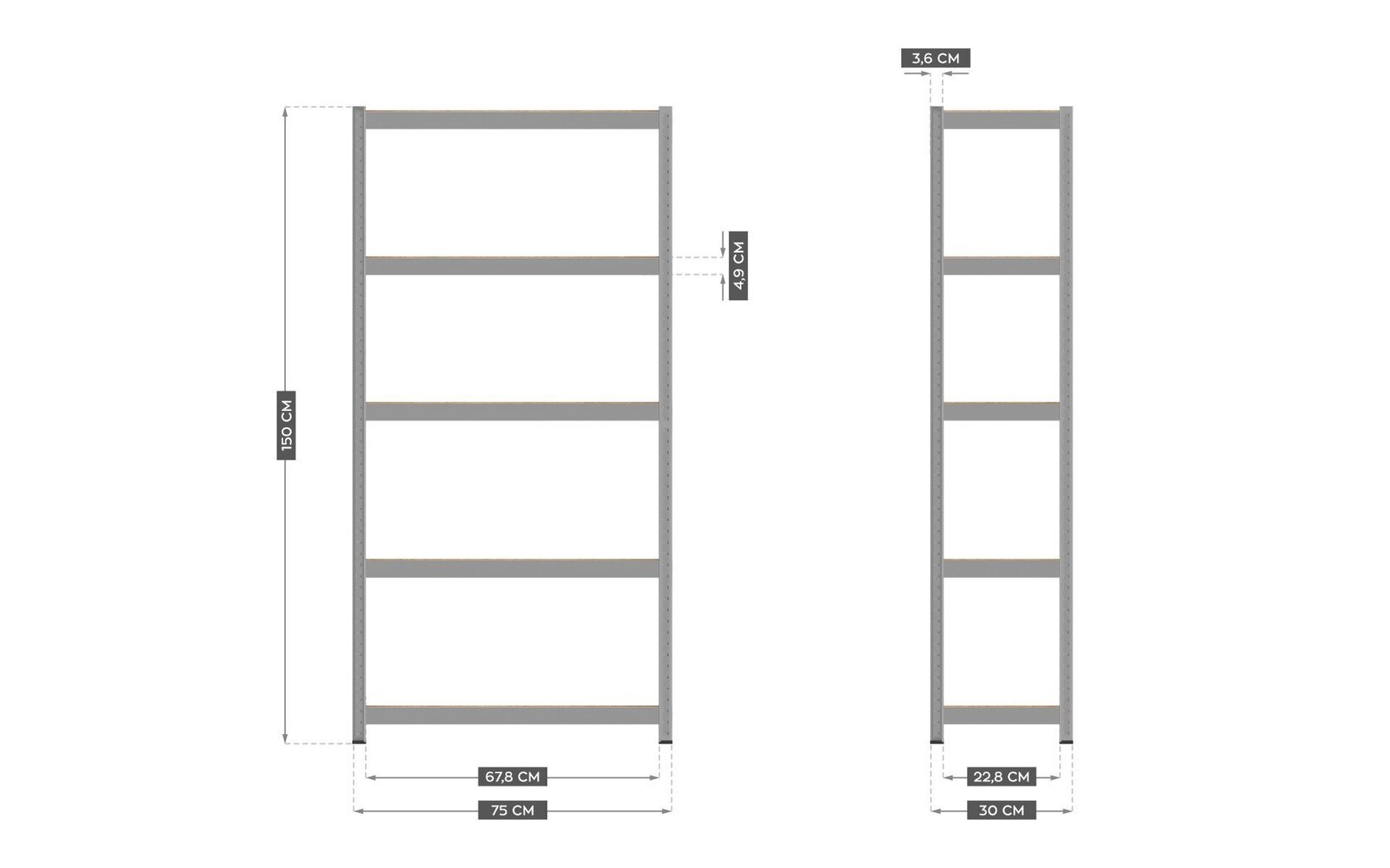 Varastohylly Tower 10, 150 x 75 cm hinta ja tiedot | Varastohyllyt | hobbyhall.fi