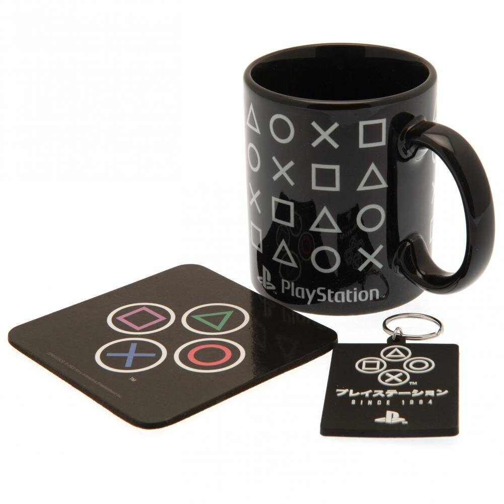 Playstation Onyx Mug + Coaster + Keychain Gift Set hinta ja tiedot | Pelien oheistuotteet | hobbyhall.fi