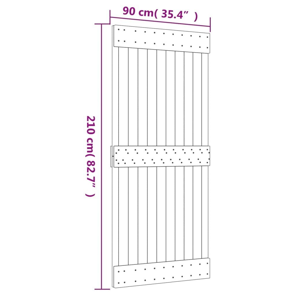 Liukuovi laitteistosarjalla, 90x210cm, massiivimäntyä hinta ja tiedot | Sisäovet | hobbyhall.fi