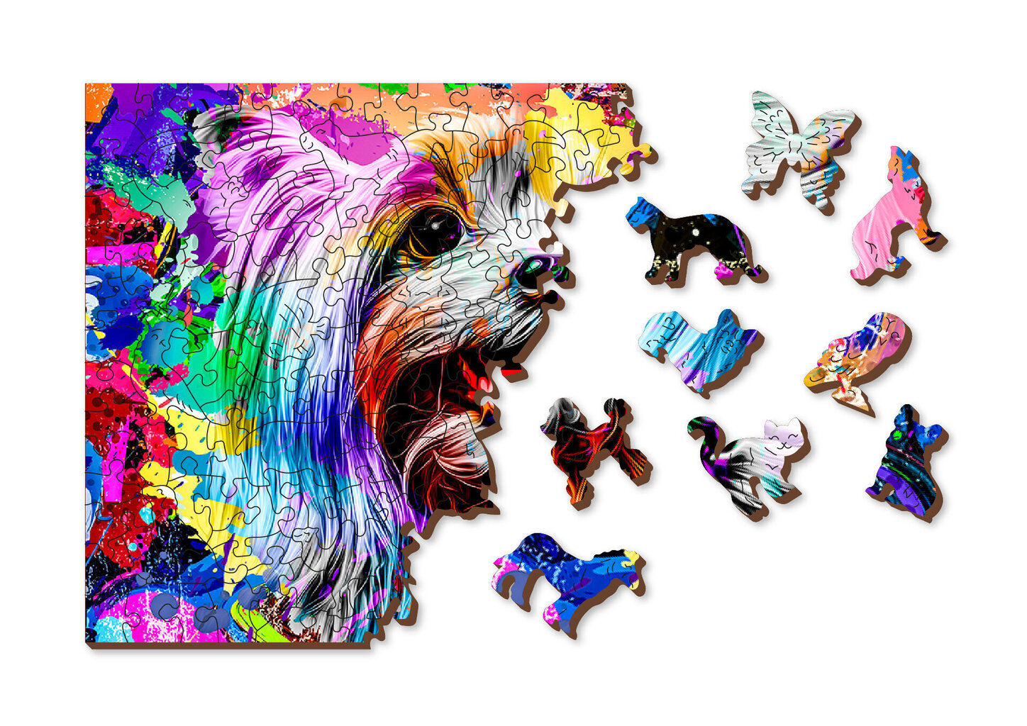 Puinen palapeli ainutlaatuisilla elementeillä Wooden Puzzle Pop Art Yorkshire Terrier – 505 pcs hinta ja tiedot | Palapelit | hobbyhall.fi