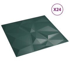 vidaXL Seinäpaneelit, 24 kpl, vihreä, 50x50 cm, EPS 6 m² timantti hinta ja tiedot | Sisustuspaneelit | hobbyhall.fi