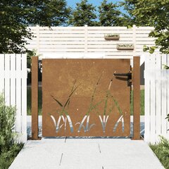 vidaXL Puutarhaportti 105x105 cm corten teräs ruohokuvio hinta ja tiedot | Aidat ja tarvikkeet | hobbyhall.fi