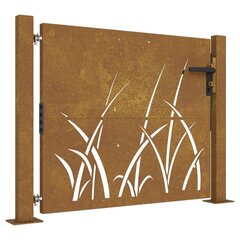 vidaXL Puutarhaportti 105x105 cm corten teräs ruohokuvio hinta ja tiedot | Aidat ja tarvikkeet | hobbyhall.fi