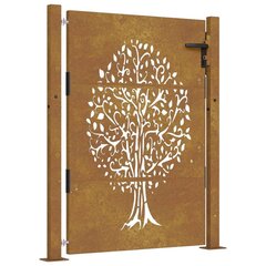 vidaXL Puutarhaportti 105x130 cm corten teräs puukuvio hinta ja tiedot | Aidat ja tarvikkeet | hobbyhall.fi