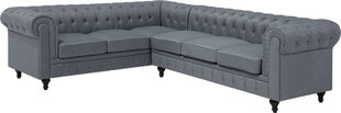 Pehmeä kulma Beliani Chesterfield, harmaa hinta ja tiedot | Kulmasohvat ja divaanisohvat | hobbyhall.fi