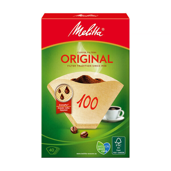 Melitta Original kahvipaperisuodattimet, 40 kpl, 100 % puhdasta kahvia. hinta ja tiedot | Kahvinkeittimen tarvikkeet | hobbyhall.fi