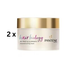 PANTENE BIOLOGY Defrizz & Illuminate tasoittava ja kiiltävä hiusnaamio, 160 ml, pakkaus 2 kpl. hinta ja tiedot | Naamiot, öljyt ja seerumit | hobbyhall.fi