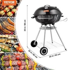 Vevorin hiiligrilli pyörillä, 56 cm hinta ja tiedot | Grillit | hobbyhall.fi