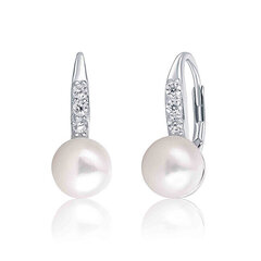 JwL Luxury Pearls Hopeiset korvakorut helmillä ja zirkoneilla JL0601 sJL0601 hinta ja tiedot | Korvakorut | hobbyhall.fi