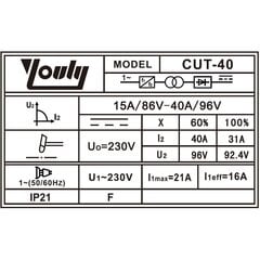 Plasmaleikkuri (MOSFET) 40A, 15mm hinta ja tiedot | Hitsauslaitteet | hobbyhall.fi