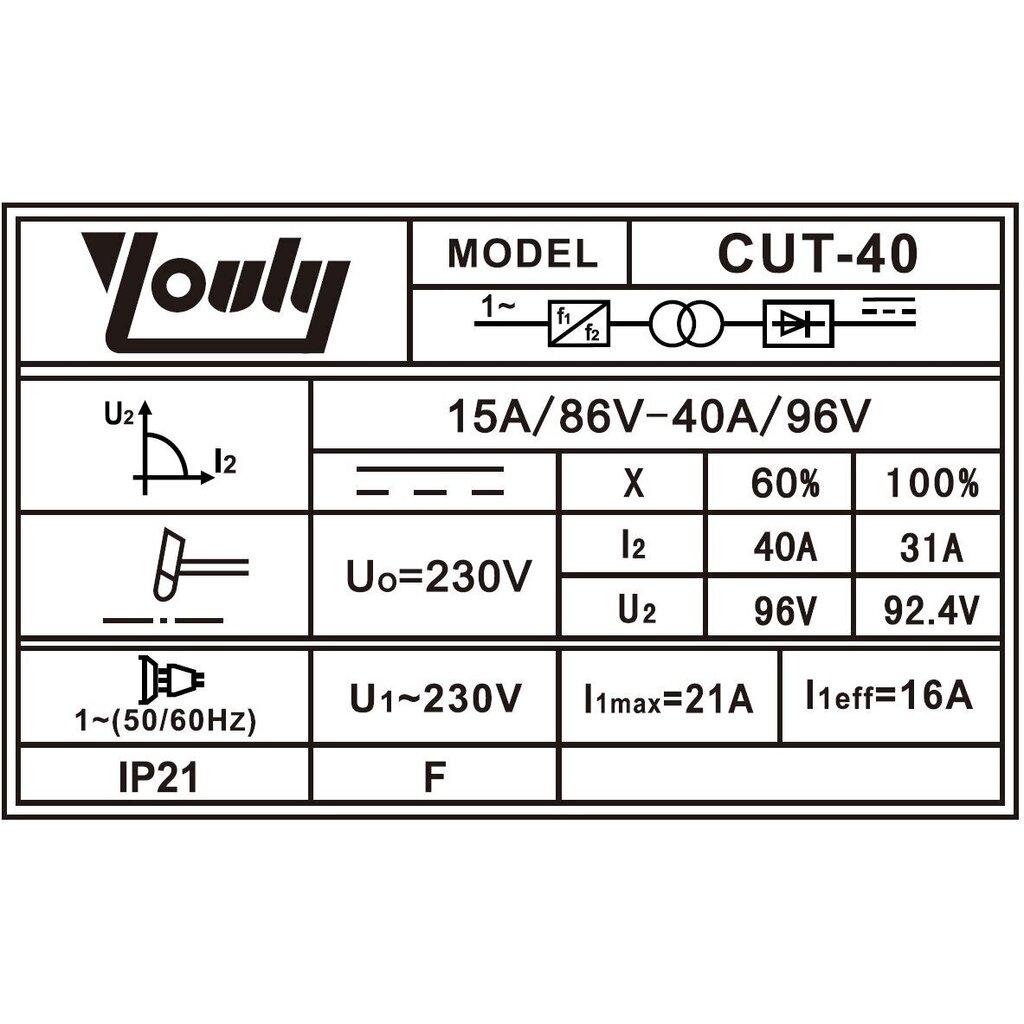 Plasmaleikkuri (MOSFET) 40A, 15mm hinta ja tiedot | Hitsauslaitteet | hobbyhall.fi