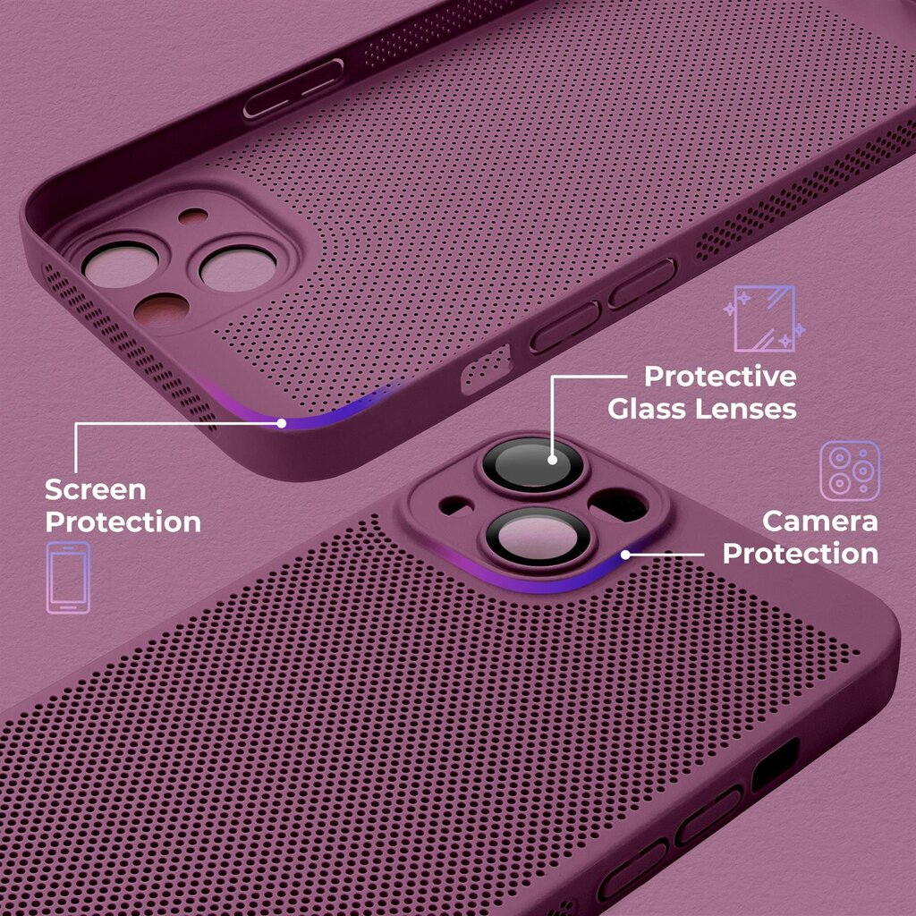 Moozy suojakuori iPhone 13, iPhone 14 kotelo tuuletuskuviolla VentiGuard Case, violetti hinta ja tiedot | Puhelimen kuoret ja kotelot | hobbyhall.fi