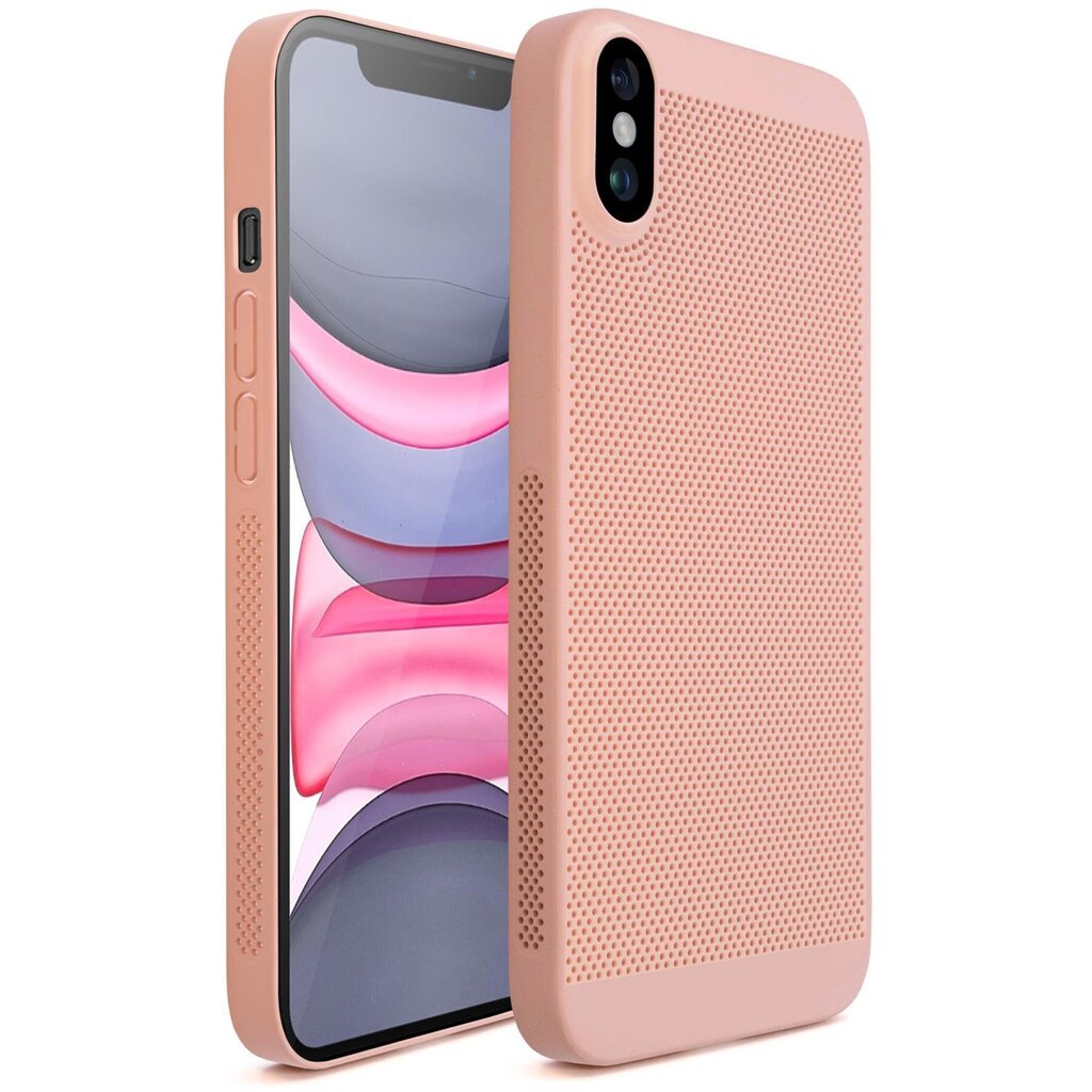 Moozy suojakuori iPhone X, iPhone XS kotelo tuuletuskuviolla VentiGuard Case, vaaleanpunainen hinta ja tiedot | Puhelimen kuoret ja kotelot | hobbyhall.fi