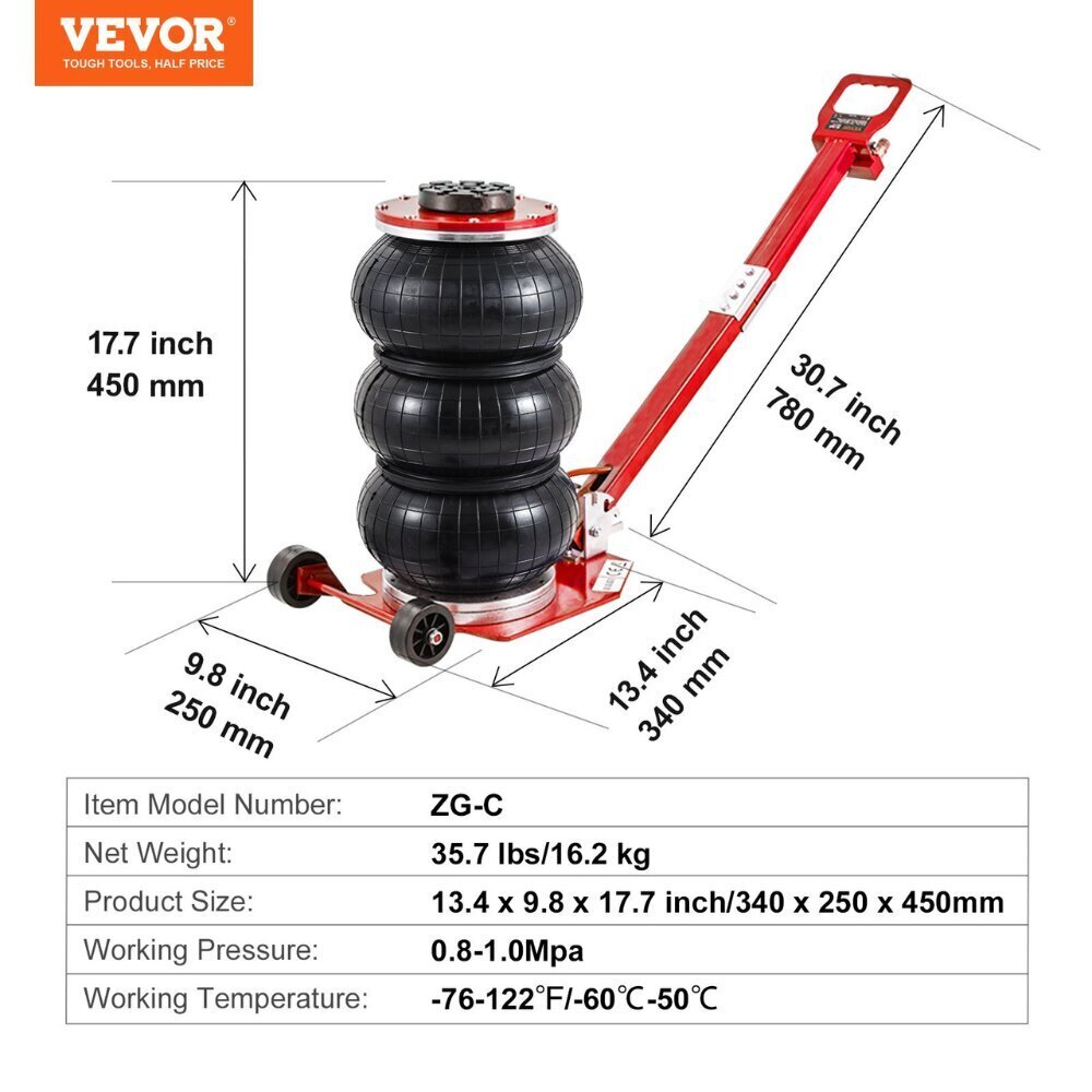 Ilmatyynyalustainen tunkki kahvalla Vevorilta, 1 kpl hinta ja tiedot | Lisätarvikkeet autoiluun | hobbyhall.fi