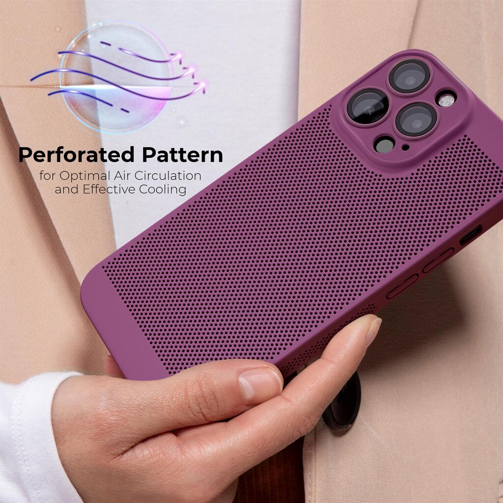 Moozy suojakuori iPhone 15 Pro kotelo tuuletuskuviolla VentiGuard Case, violetti hinta ja tiedot | Puhelimen kuoret ja kotelot | hobbyhall.fi