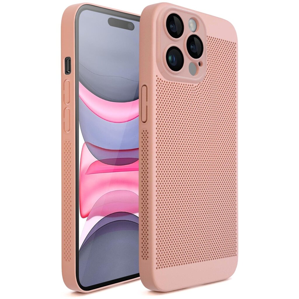 Moozy suojakuori iPhone 15 Pro kotelo tuuletuskuviolla VentiGuard Case, vaaleanpunainen hinta ja tiedot | Puhelimen kuoret ja kotelot | hobbyhall.fi