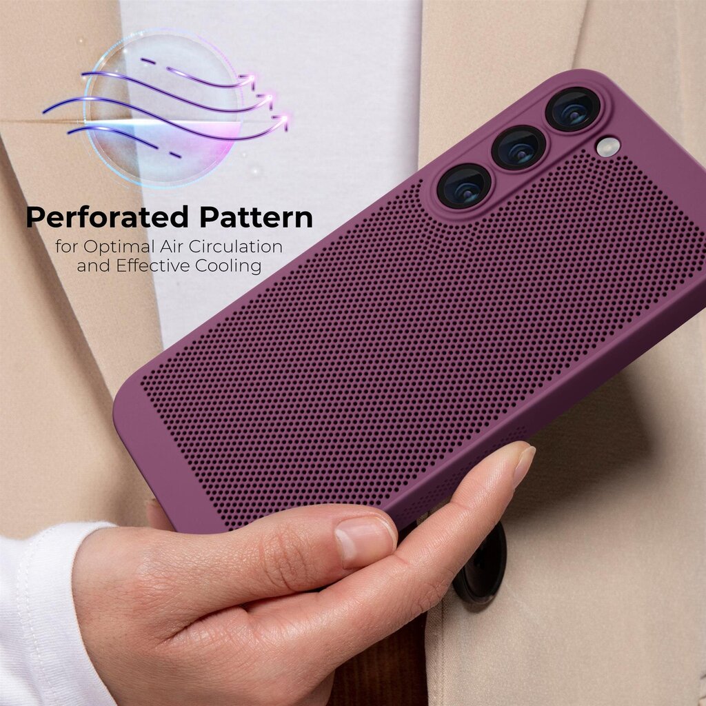 Moozy suojakuori Samsung Galaxy S23 kotelo tuuletuskuviolla VentiGuard Case, violetti hinta ja tiedot | Puhelimen kuoret ja kotelot | hobbyhall.fi