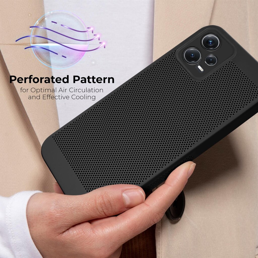 Moozy suojakuori Xiaomi Redmi Note 12 Pro 5G kotelo tuuletuskuviolla VentiGuard Case, musta hinta ja tiedot | Puhelimen kuoret ja kotelot | hobbyhall.fi