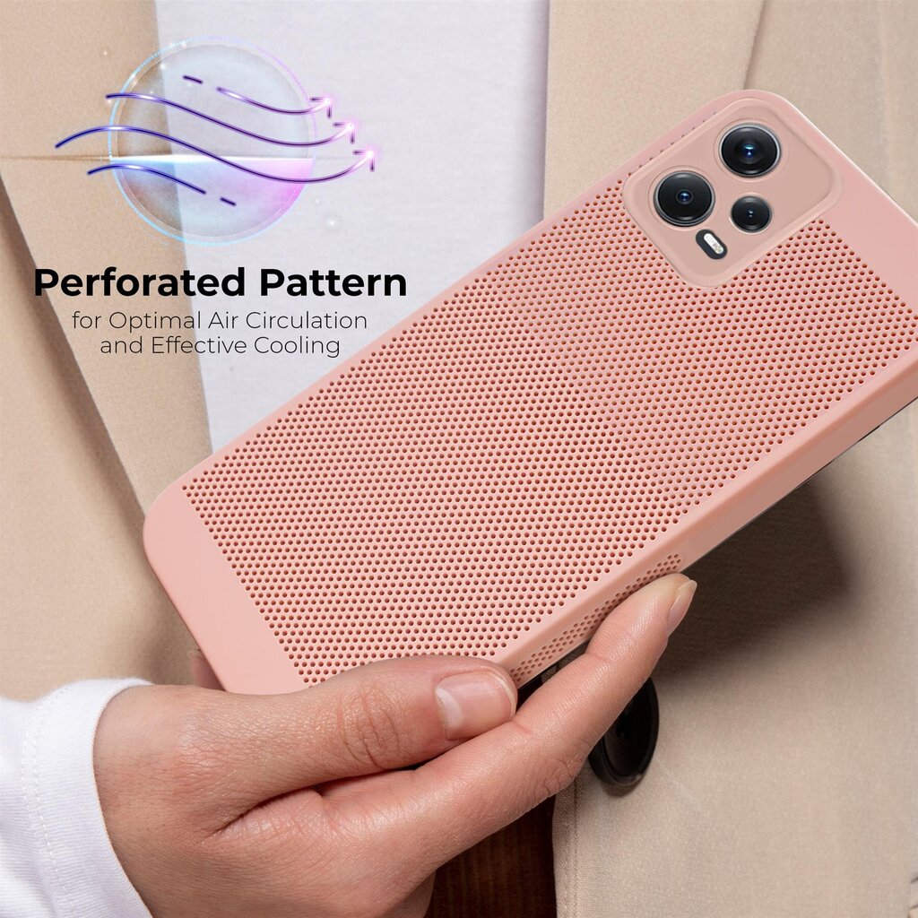 Moozy suojakuori Xiaomi Redmi Note 12 Pro 5G kotelo tuuletuskuviolla VentiGuard Case, vaaleanpunainen hinta ja tiedot | Puhelimen kuoret ja kotelot | hobbyhall.fi