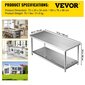 Keittiötyöpöytä Vevor, 183x76x86 cm, hopea hinta ja tiedot | Ruokapöydät | hobbyhall.fi