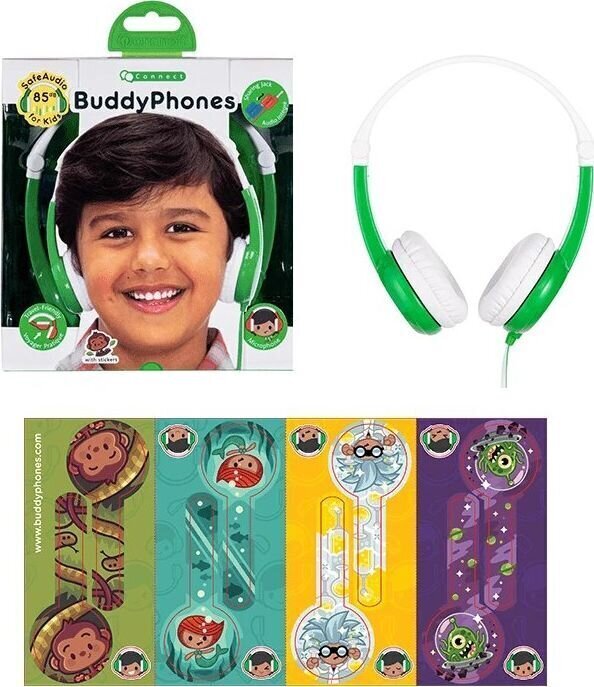 BuddyPhones 3+ Connect 85 Green hinta ja tiedot | Kuulokkeet | hobbyhall.fi