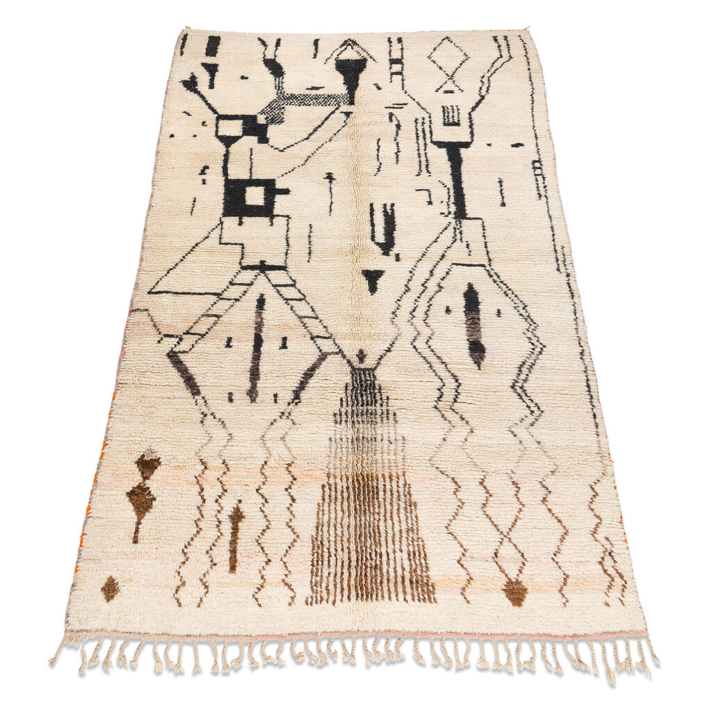 BERBER matto BJ1077 Boujaad käsinkudottu Marokosta, Boho - beige / musta hinta ja tiedot | Isot matot | hobbyhall.fi