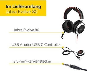 Jabra Evolve 80 MS hinta ja tiedot | Kuulokkeet | hobbyhall.fi