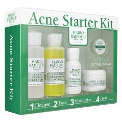 MARIO BADESCU Akne Starter Gift Set kasvohoito: Akne Cleanser 59 ml + Kurkkuvoide 59 ml + Öljytön kosteusvoide 29 ml + Kuivausnaamio 14 g + Bonus (Drying Mini Cream) hinta ja tiedot | Kasvojen puhdistusaineet | hobbyhall.fi