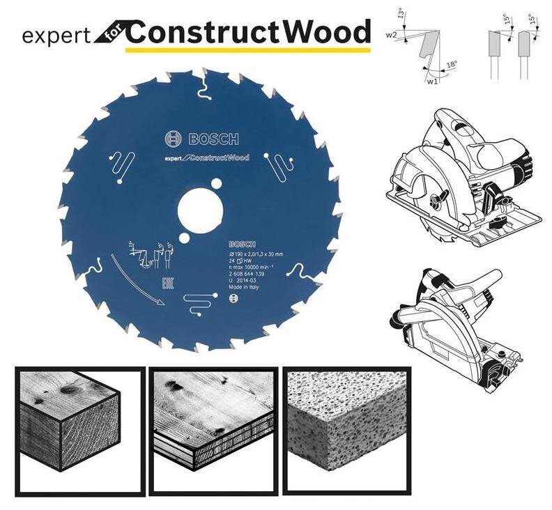 Katkaisulaikka Bosch Expert for Construct Wood, 165 mm hinta ja tiedot | Sahat ja sirkkelit | hobbyhall.fi