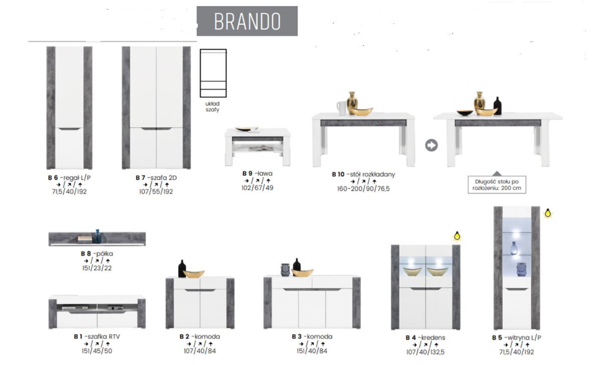 Showcase Liveo Brando B5, LED-valaistus, valkoinen/harmaa hinta ja tiedot | Vitriinit | hobbyhall.fi