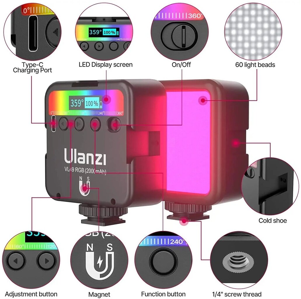 ULANZI VL49 RGB-kameravalo hinta ja tiedot | Valokuvaustarvikkeet | hobbyhall.fi