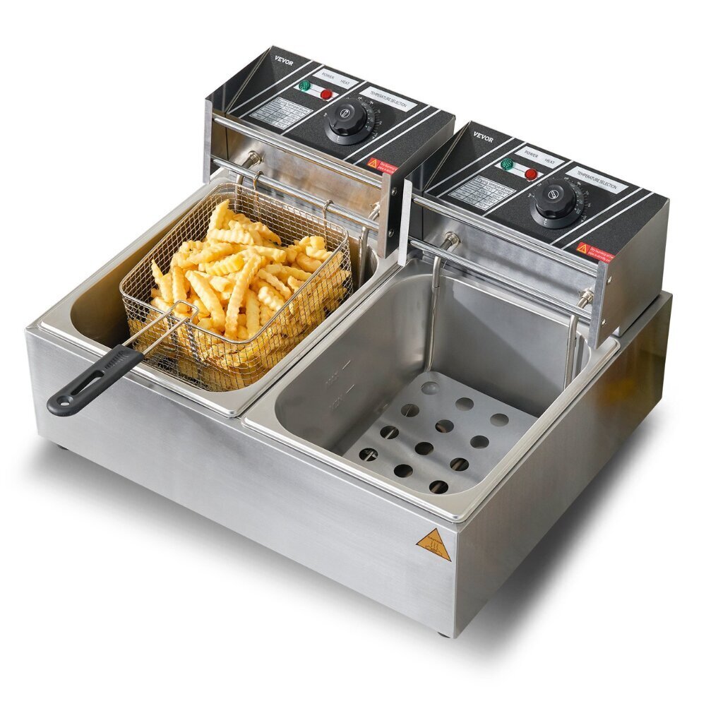 Vevor Ammattikäyttöinen Friteerauslaite, 2500+2500W, 12L hinta ja tiedot | Airfryerit ja friteerauskeittimet | hobbyhall.fi