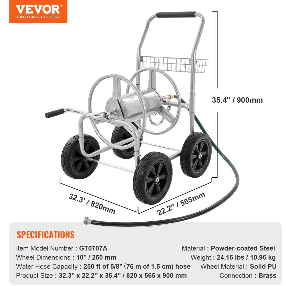 Vevor Puutarhaletkun Kärry, 76 m hinta ja tiedot | Puutarhaletkut, kastelukannut ja muut kastelutarvikkeet | hobbyhall.fi