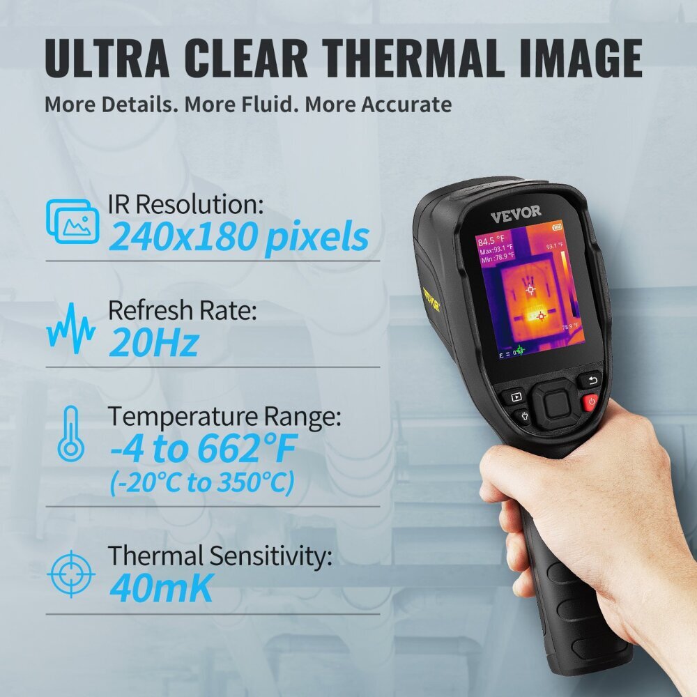 Vevor-termokuvauskamera, 240x180, -20–350°C hinta ja tiedot | Käsityökalut | hobbyhall.fi