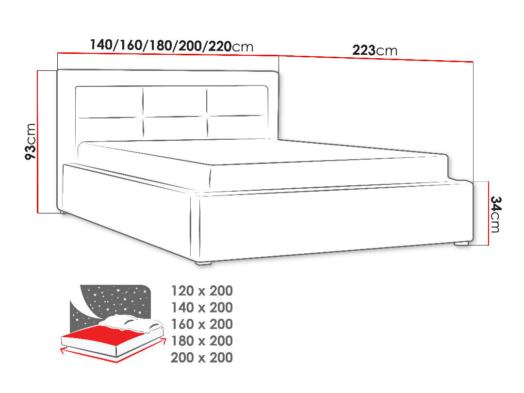 Sänky CLASIC 200 x 200 cm hinta ja tiedot | Sängyt | hobbyhall.fi