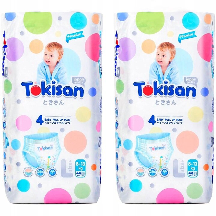 Japanilaiset housuvaipat Tokisan Premium Pants, koko 4, 8-13 kg, 88 kpl hinta ja tiedot | Vaipat | hobbyhall.fi