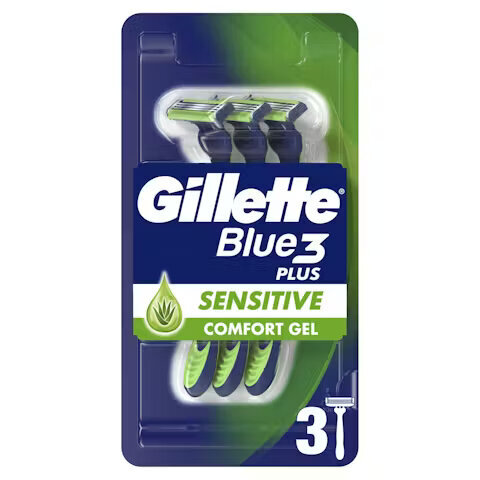 Kertakäyttöiset parranajokoneet Gillette Blue 3 Plus Sensitive, 3 kpl. x 6 kpl. hinta ja tiedot | Parranajo ja karvanpoisto | hobbyhall.fi