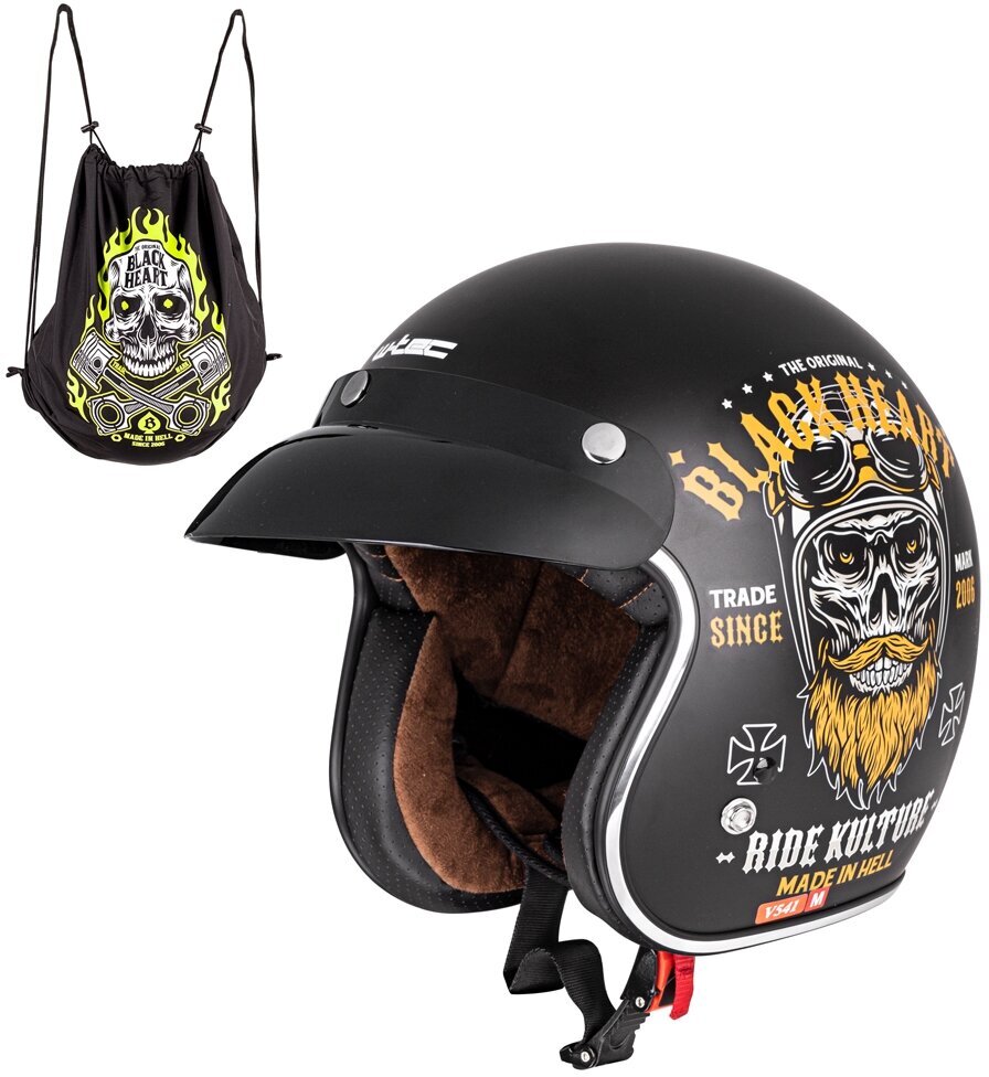 Moto-kypärä W-TEC V541 Black Heart - musta XL (61-62) XXL (63-64) hinta ja tiedot | Moottoripyöräkypärät | hobbyhall.fi