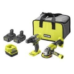 Ryobi R18DDAG-220S akkuporakone ja kulmahiomakonesarja hinta ja tiedot | Akkuporakoneet ja ruuvinvääntimet | hobbyhall.fi