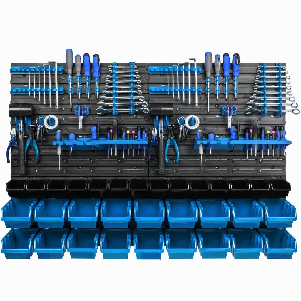 Säilytysjärjestelmän seinähylly 115x78cm, työkalutelineet, 32 kpl. työpajan seinähyllyt hinta ja tiedot | Työkalupakit ja muu työkalujen säilytys | hobbyhall.fi