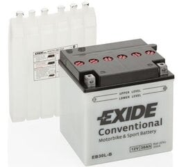 Exide moottoripyörän akku 12V 30Ah YB30L-B 165x130x176-+ hinta ja tiedot | Moottoripyörien akut | hobbyhall.fi