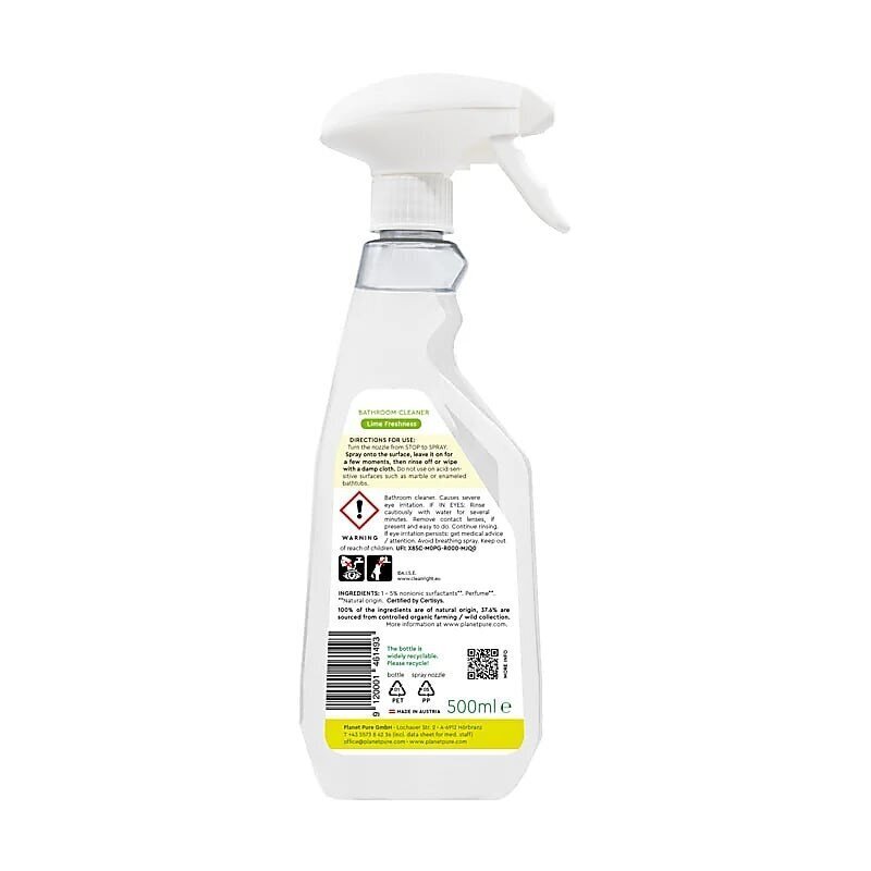 Kylpyhuonepesuaine Lime, Planet Pure, 500ml hinta ja tiedot | Puhdistusaineet | hobbyhall.fi