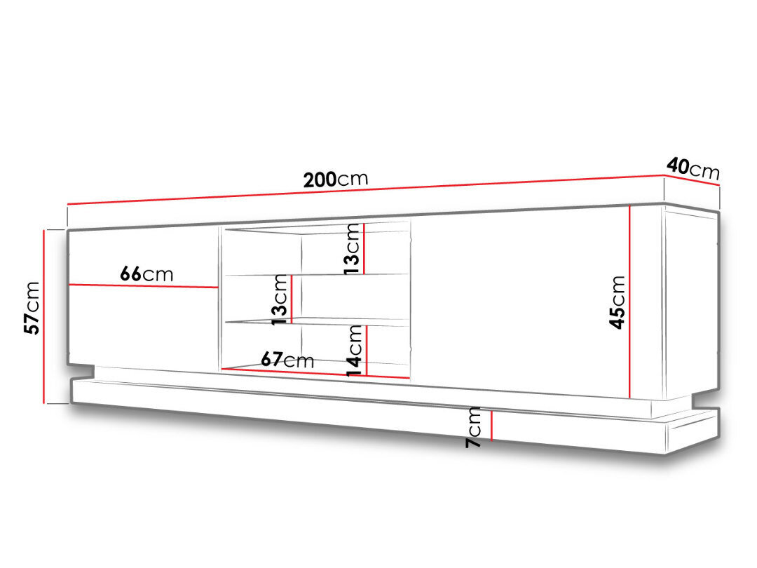 TV-taso Qiu 200 cm + LED hinta ja tiedot | TV-tasot | hobbyhall.fi