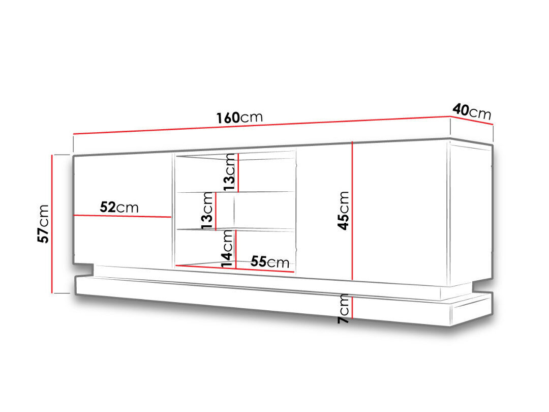 TV-taso Qiu 160 cm + LED hinta ja tiedot | TV-tasot | hobbyhall.fi