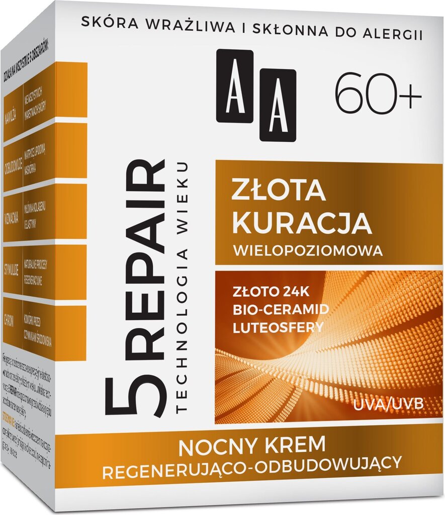 Age Technology 5Repair 60+ Golden Treatment elvyttävä ja rakentava yövoide, 50ml hinta ja tiedot | Kasvovoiteet | hobbyhall.fi