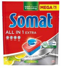 Somat All in 1 Extra astianpesutabletit, sitruuna ja limetti, 76 kpl hinta ja tiedot | Astianpesuaineet | hobbyhall.fi