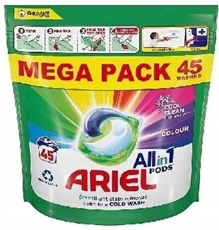 Ariel All in One Pods pyykinpesukapselit, 45 kpl hinta ja tiedot | Pyykinpesuaineet | hobbyhall.fi