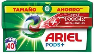 Ariel Pods+ lisäteho pyykinpesukapselit, 40 kpl hinta ja tiedot | Pyykinpesuaineet | hobbyhall.fi