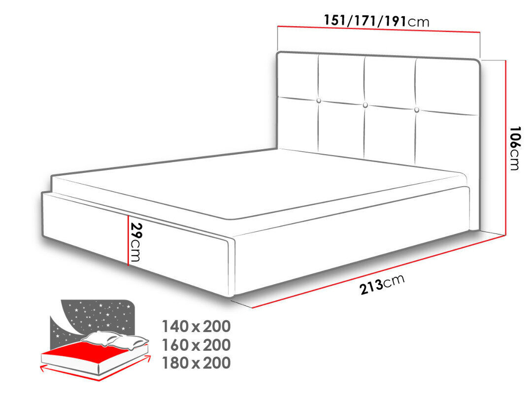 Sänky Allatessa Duo 180 x 200 cm hinta ja tiedot | Sängyt | hobbyhall.fi