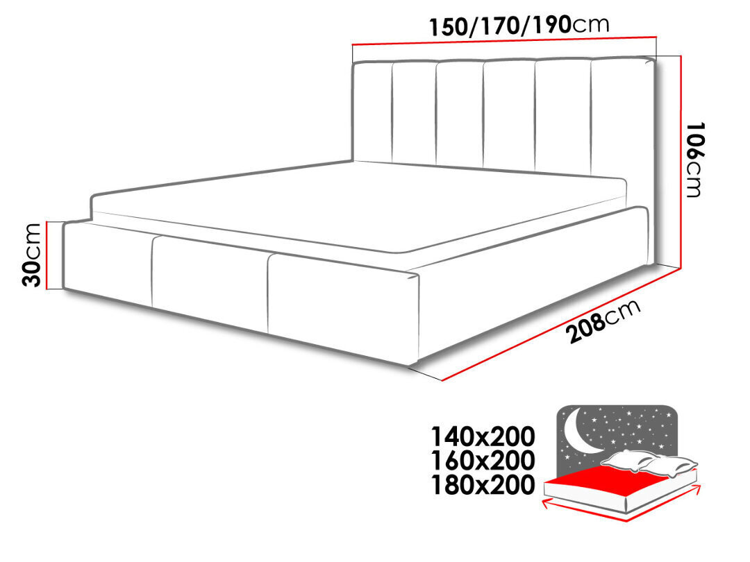 Sänky Nick 180 x 200 cm hinta ja tiedot | Sängyt | hobbyhall.fi